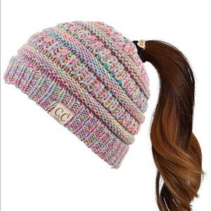 C.C  Kids Beanie Knitted Beanie Pony Tail Hat